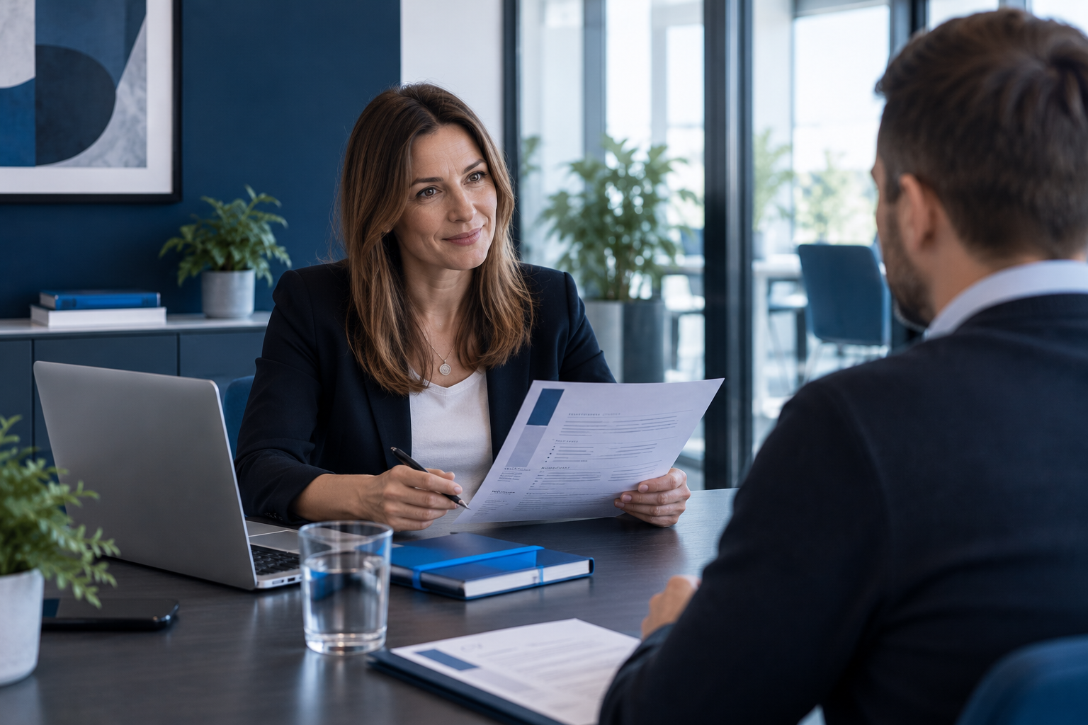 Interview man woman