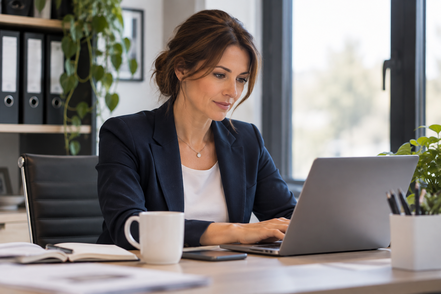 lady at desk